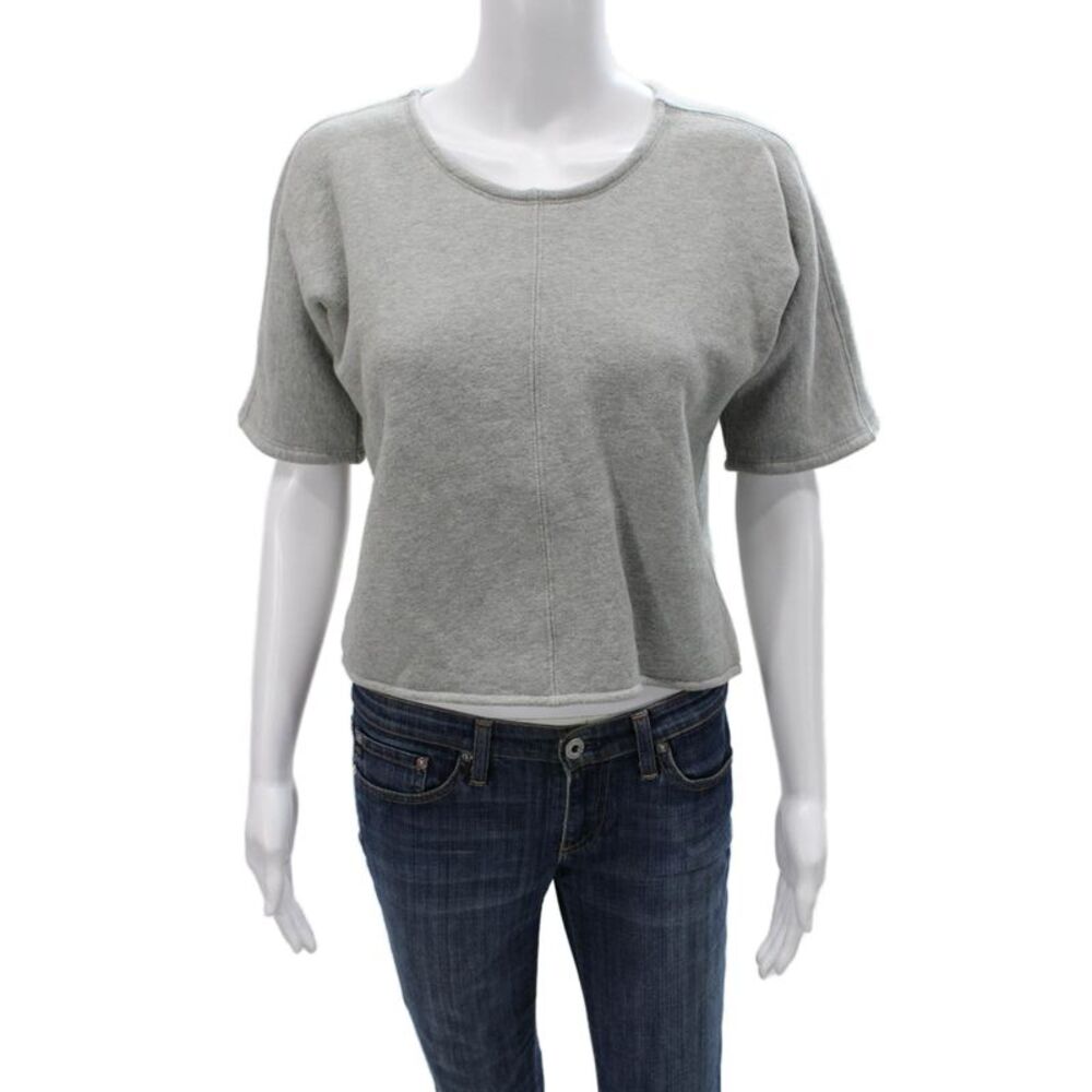 G. Womens Pullover Gray Cotton Crew Neck Short Sleeve Size XS
